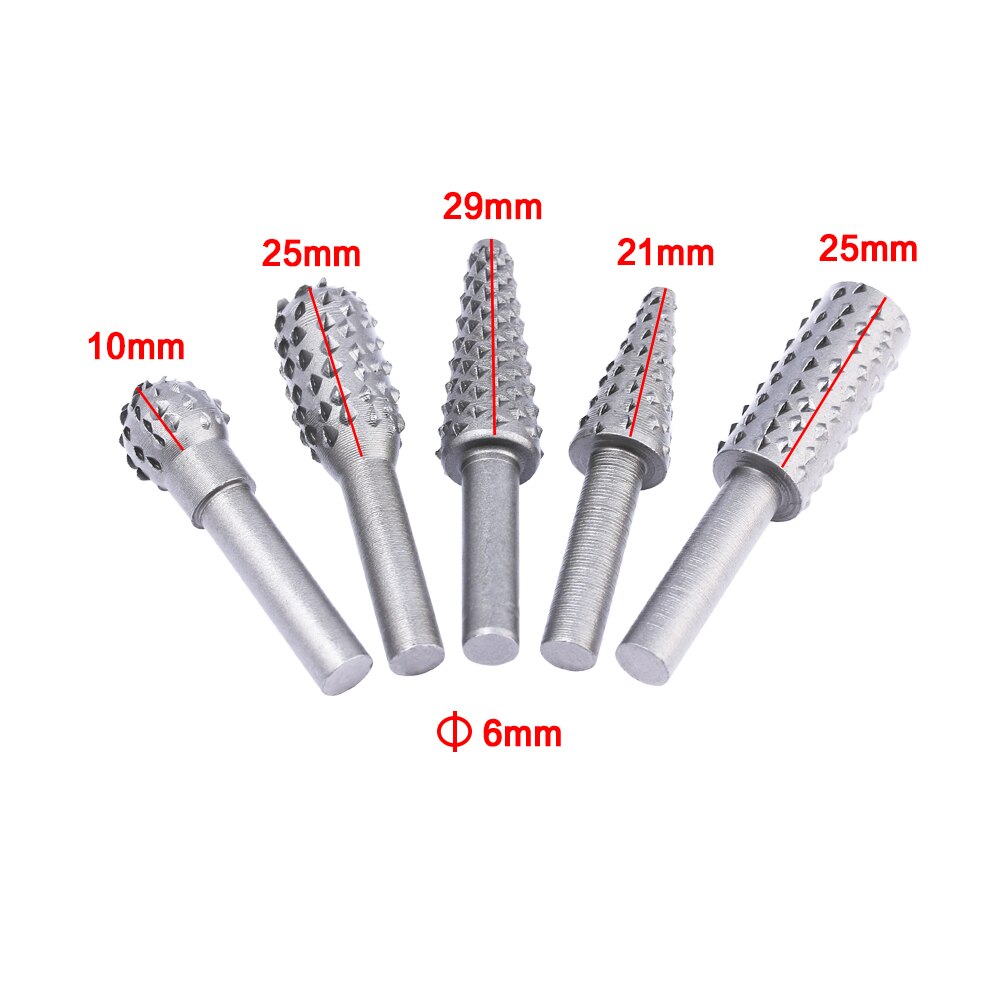 5 stk stål roterende rasp skaft håndværksfiler dremel grater sort træ træbearbejdning bor bits slibning kraftudskæringsværktøj