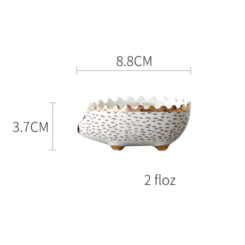 Cuenco de cerámica nórdico con forma de erizo para niños, tazón de sopa, ensalada, postre, fruta, contenedor, taza medidora de animales de dibujos animados: XS