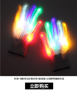 Gants de squelette d&#39;halloween unisexe colorés, 1 paire de gants LED Rave Light Light Finger Lighting clignotant