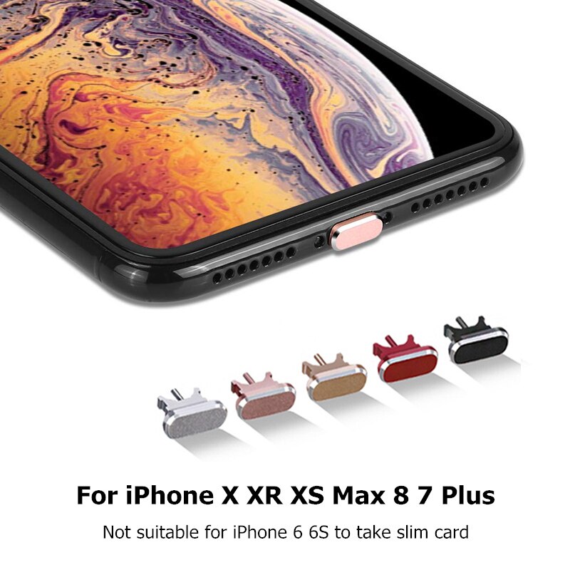 Enchufe de polvo de Metal, aguja de doble uso para tarjeta SIM para iPhone X XR XS Max 8 7 6 5S plus, evita el polvo, evita que el agua se desprenda de la tarjeta Sim con facilidad