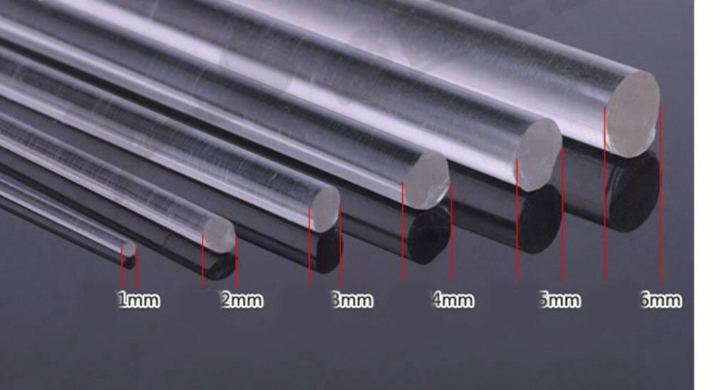 5 stuks Clear Acryl Plexiglas Lucite Staaf 5mm Diameter 250mm Lange