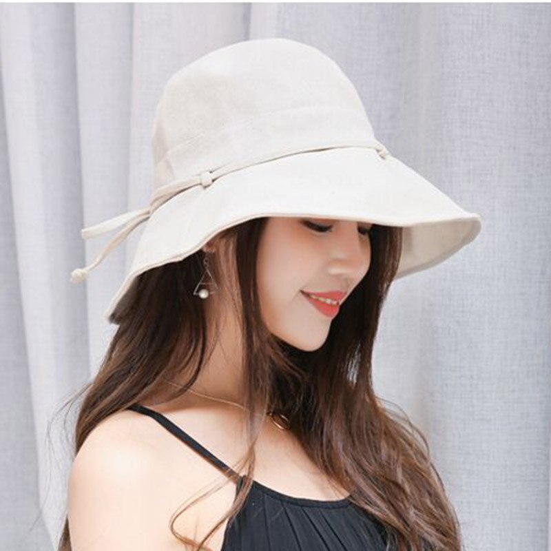 cotton Beach Bow Hats For Women Hat Female Lady Bucket Hat hat summer woman Anti-UV Panama Summer Sun Cap Viseira