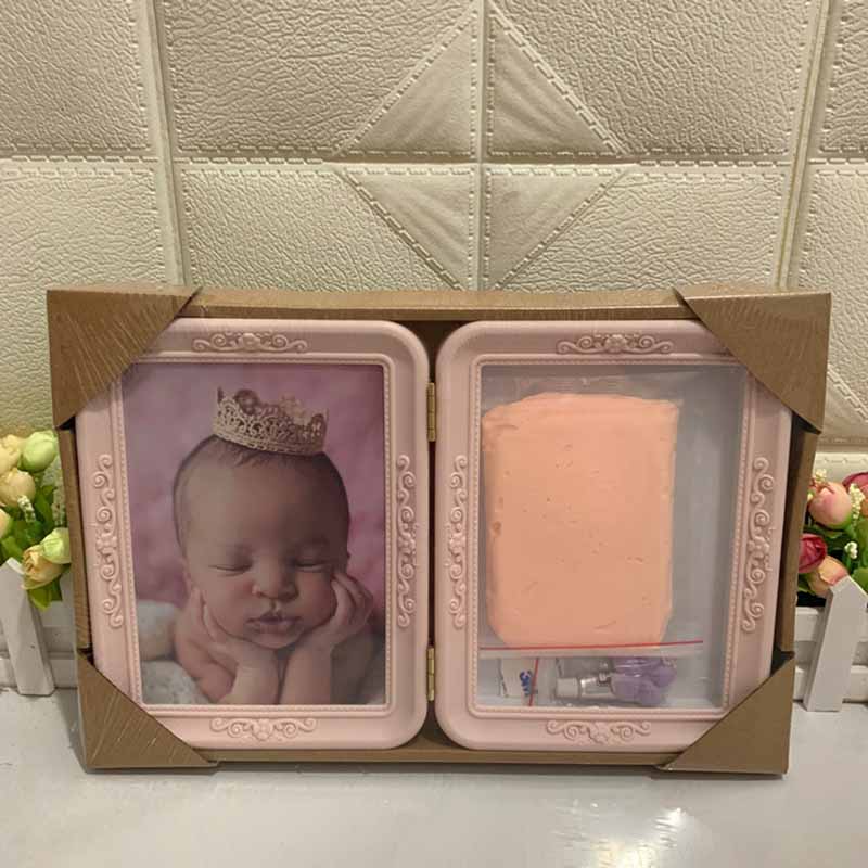 Newborn Baby Hand And Foot Print Mud Photo Frame Baby Souvenirs Footprint Keepsake Hand Casting Kit Growth Memorial