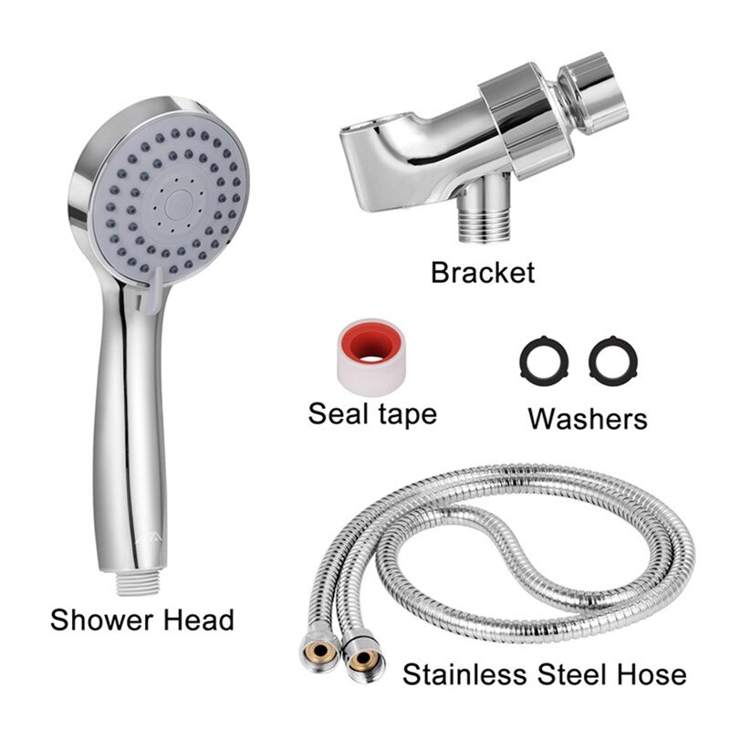 High Pressure Handheld Shower Head Chrome Finish Water Supply Pipeline Multi-functions Flow Regulator