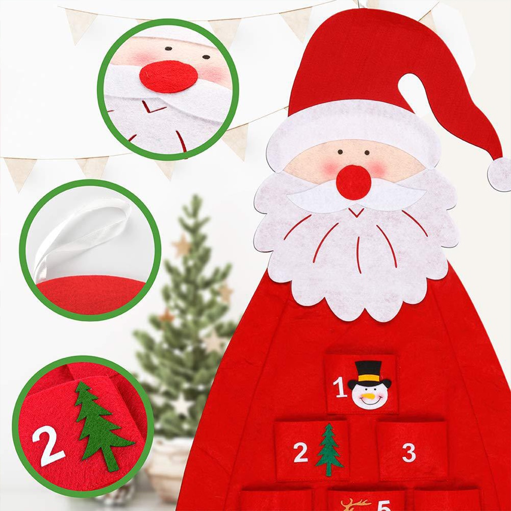 Interesting Festival Advent Calendar Santa Claus Year Ornaments Hanging Decorations for Home Office 2 Colors Random Pattern