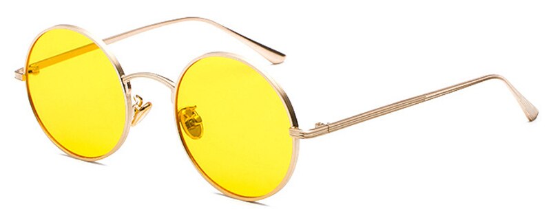 Peekaboo gold round metal frame sunglasses men retro summer style women red lens sun glasses unisex yellow pink black: gold with yellow