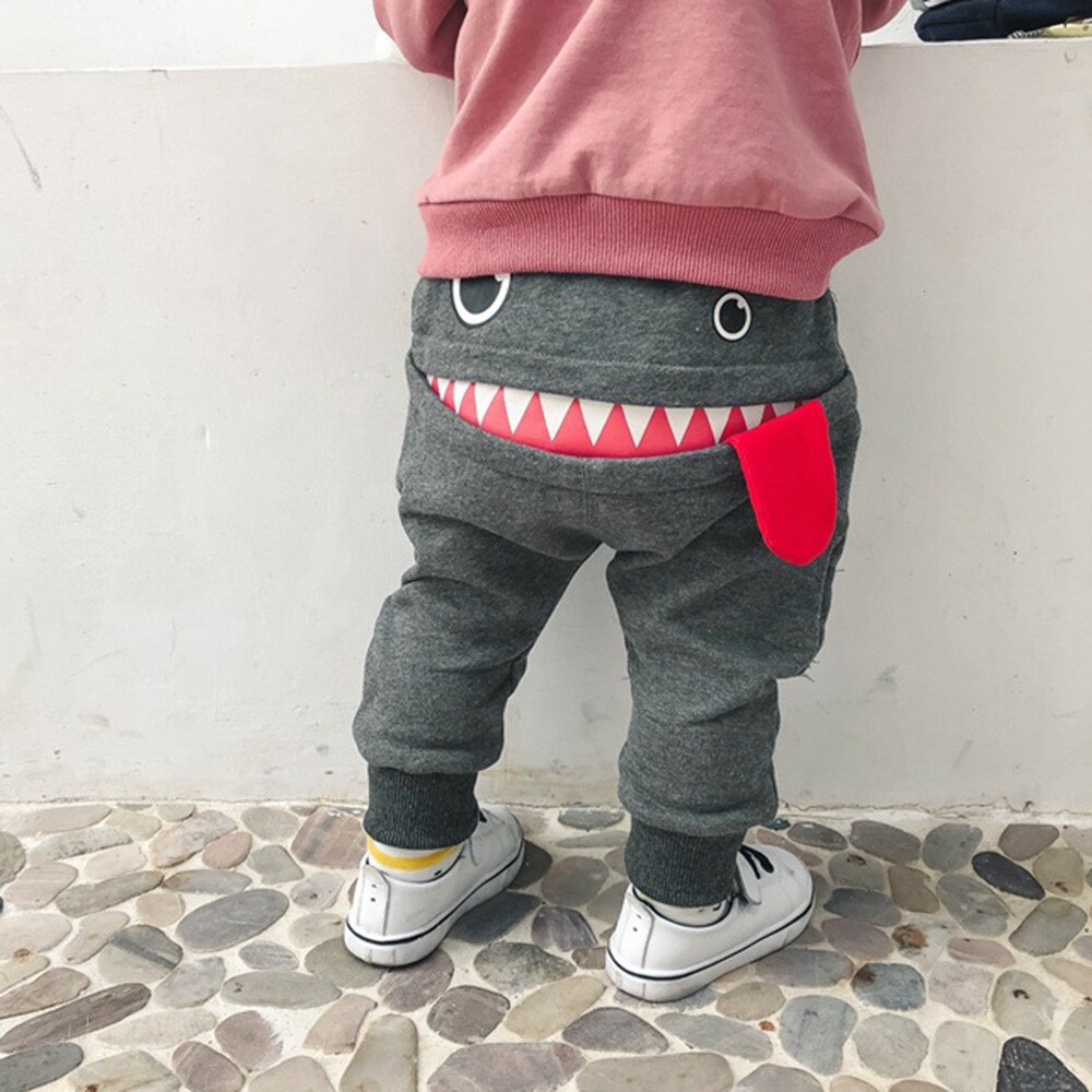 La ropa de los niños pantalones bebés, niños niñas de dibujos animados lindo tiburones lengua pantalones Harem Pantalones ropa