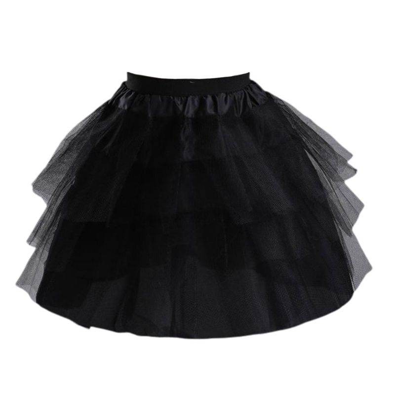 Cosplay Meid Slijtage Lolita Pettiskirt Korte Geen Hoops Petticoat Meisjes Ballet Mesh Garen Rok Petticoats: Black