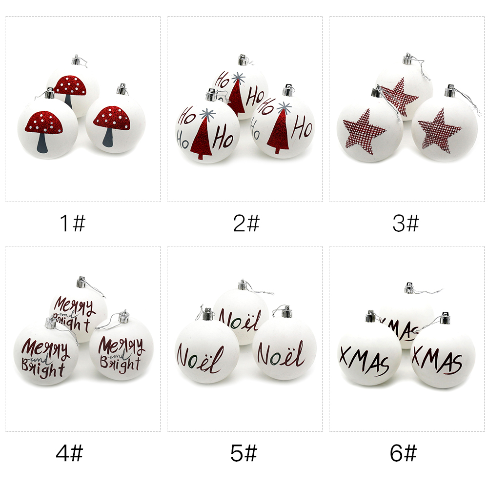 3Pcs Christmas Balls 6cm Baubles Christmas Tree Decorations Matte White Balls Christmas Tree Hanging Ornament Party Supplies