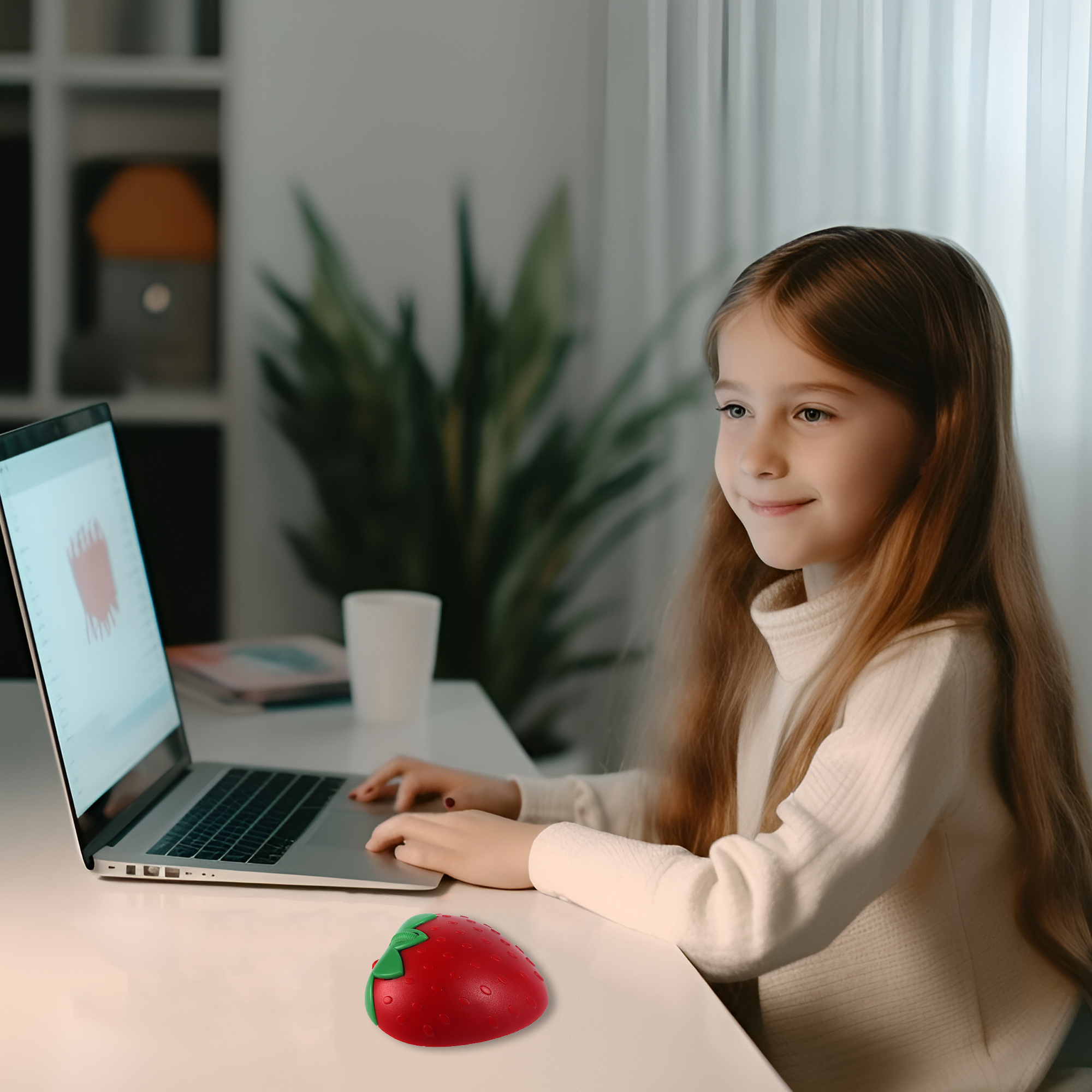 Wireless Cute Mouse 2.4G Bluetooth Dual-mode Strawberry Appearance Mute Button Light Weight Portable Office Use For Girl