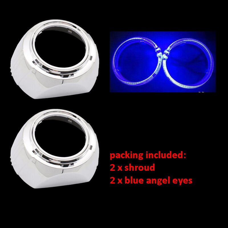 Taochis 3.0 tommer bi-xenon stor s-max shroud angel eyes led billykter rød hvit blå for bi xenon bi led projektorlinse: Blå