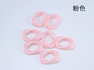 100pcs/lot Detachable Plastic colored buckle beads DIY Handbag Key Strap Necklace Accessories Acrylic Chain 17*23cm N204: pink