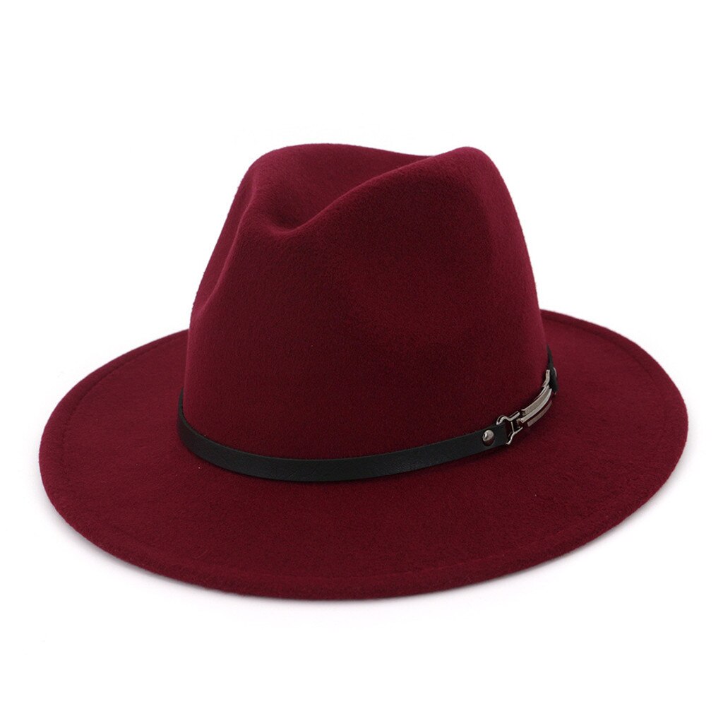 men fedoras women's jazz hat summer spring black woolen blend cap outdoor casual hat: Wine Cap