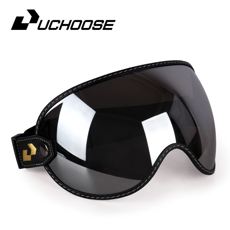 Retro-motorradbrille mit universellem bubble-visier und uv-schutz, vintage-motorradbrille, helmvisier, robust: Grau