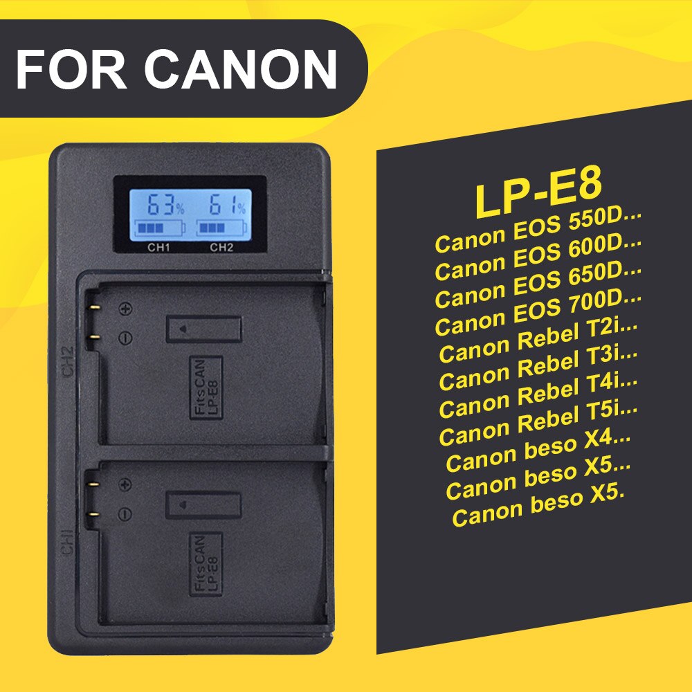 LP-E6 LPE6 LP E6 LP-E8 LPE8 LP E8 LP-E12 LPE12 LP E12 LP-E17 LPE17 LP E17 Digital Anzeige LED Dual ladegerät für Kanon kamera: LP-E8