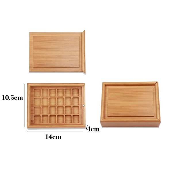 24/36 Grids Box Aquarel Verf Bamboe Houten Palet Draagbare Lege Opslag Paleta Art Supplies: A