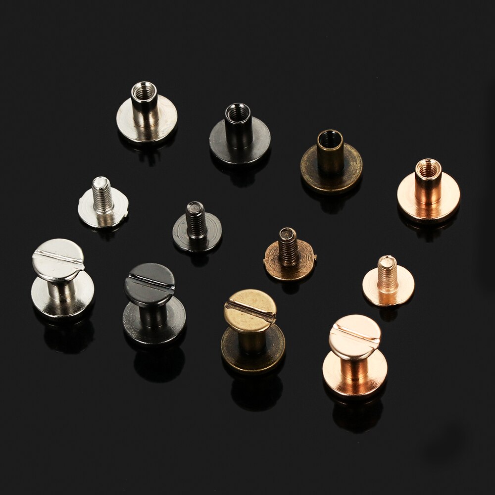 10pc 5/6.5/8mm solida band nitar skruv läder hantverk spik bult bokföring runt huvud skruvar bagage hantverk kläder mässing spik