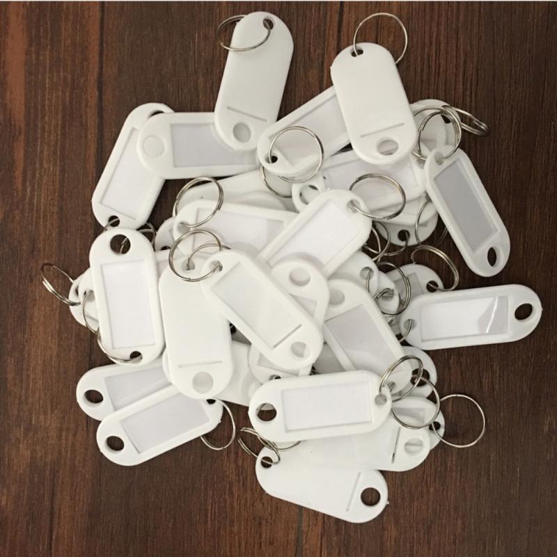 Nyckel tagg plast nyckel etikett split ring taggar namn kort identifikation taggar med nyckelring split ringar bagage tag