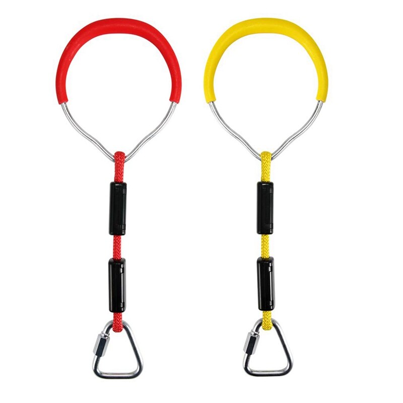 2x gynge gymnastik ringe børn trapez bar pull up gym ringe ring til børn drenge piger gul & rød