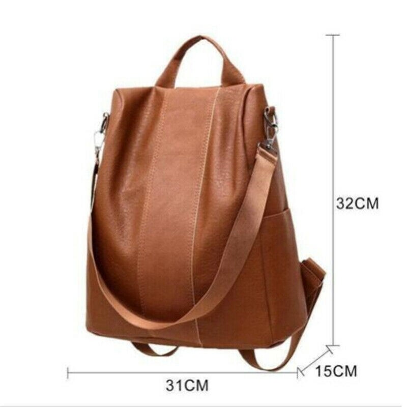 Dames PU Leren Rugzak - Vintage Stijl, Grote Capaciteit, Anti-diefstal Schooltas