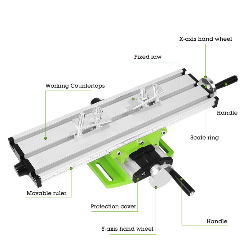 Multifuncional Compound Worktable Precision Table Working Cross Slide Table Worktable for Milling Drilling Bench Adjustable X-Y