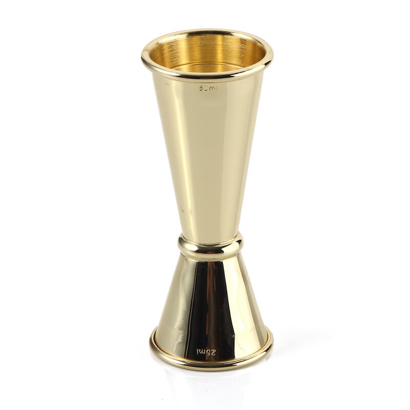 Premium Greenhill Double End Cocktail Jigger, 25/50 ml &amp; 1/2 oz with Inside Markings, 18/8 Stainless Steel Barware: 25-50ml Golden