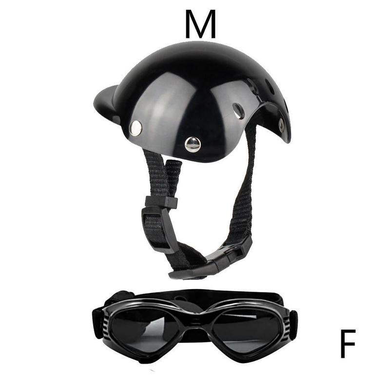 Hund Helm & Brille Set - Verstellbarer Motorrad Helm Für Kleine & Mittlere Hunde