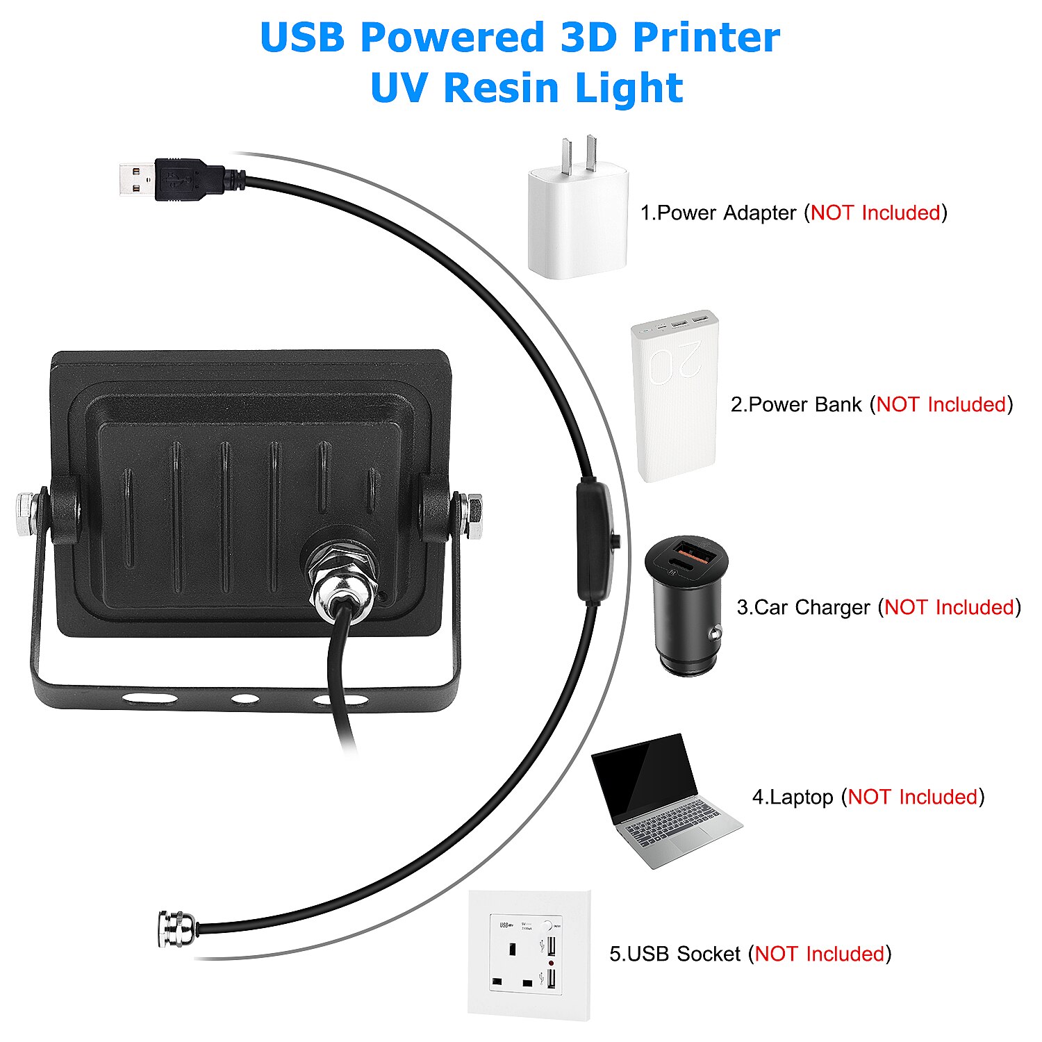 110-260V 405nm UV Resina portato Che Cura Luce Della Lampada per Anycubic fotone SLA DLP 3D Fotosensibile Accessori di alta Qualità