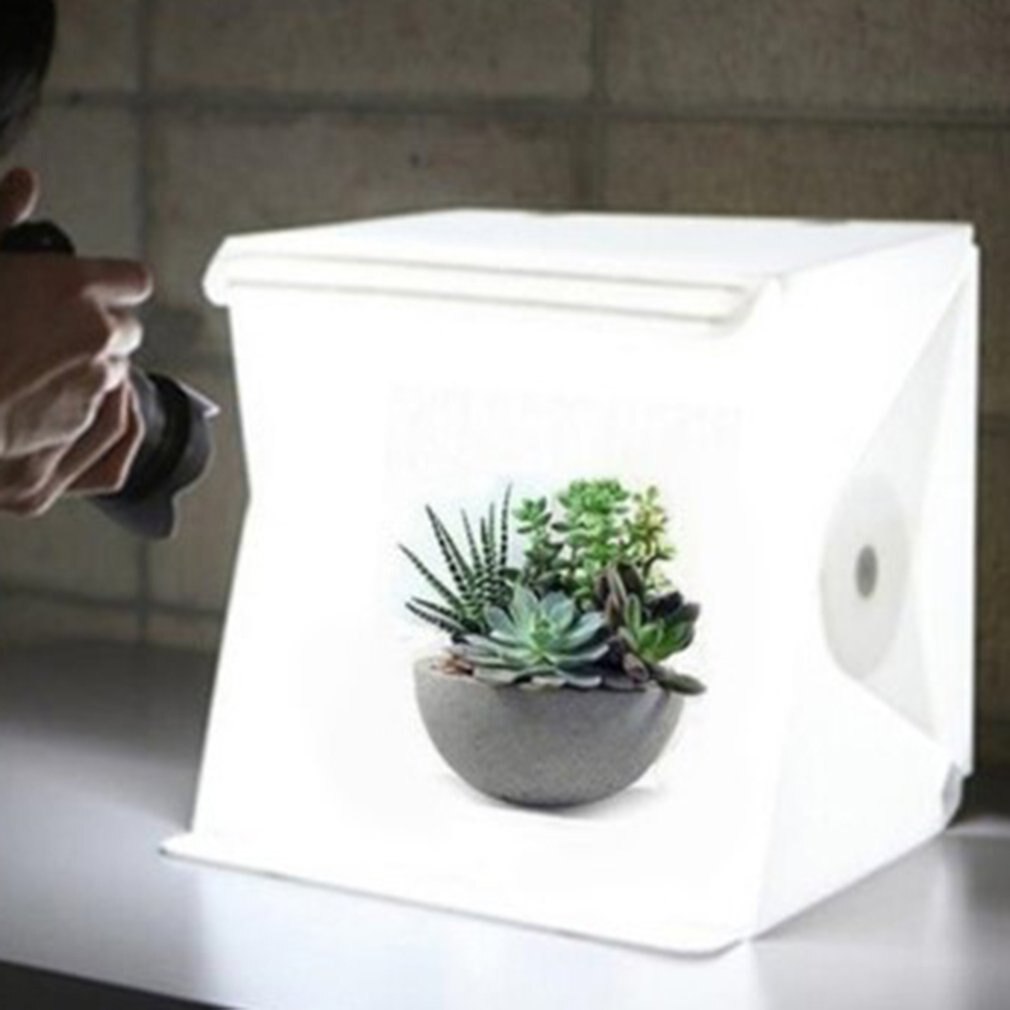 Portable Folding 2 Led Studios Mini Small Photography Light Box And Photo Props Acrylic + Abs Plastic Material