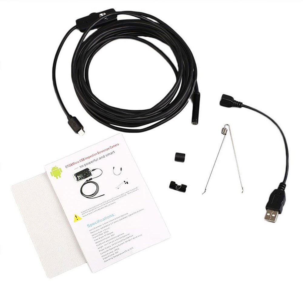 Endoscopio práctico para teléfono móvil, 5,5mm, fotos, 30W, plástico metálico, vídeo en tiempo Real, cuchara para oreja, cámara de inspección por boroscopio