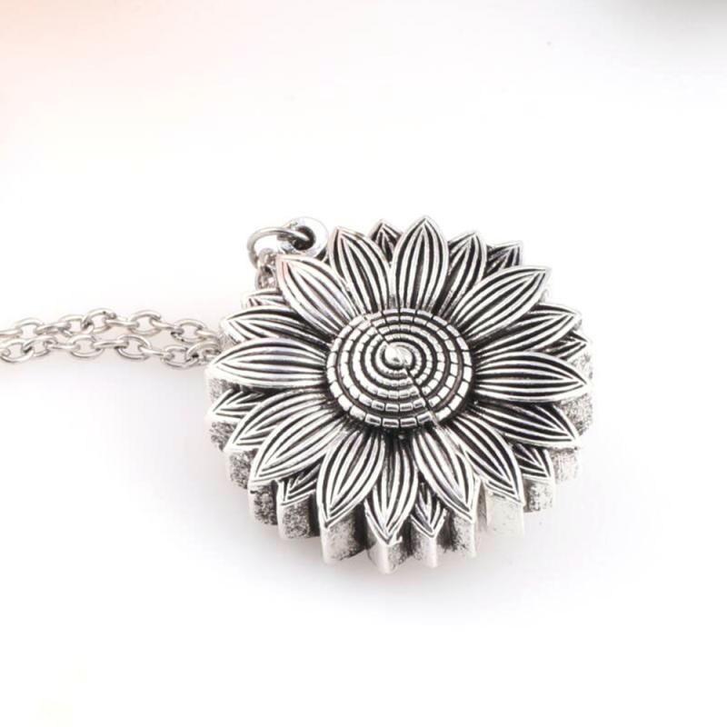 You Are My Sunshine Open Locket Sunflower Necklace Boho Jewelry Stainless Steel Friendship Bff Letter Necklace Collier