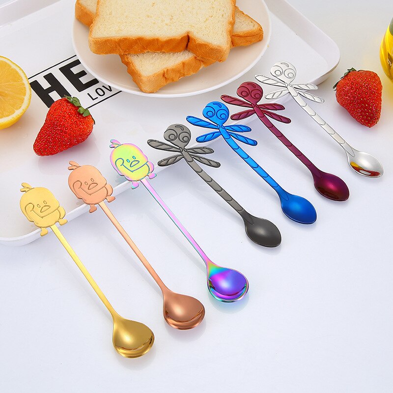 Cartoon Coffee Stirring Spoon Dessert Stainless Steel Teaspoon Drink Tableware Tea Spoon