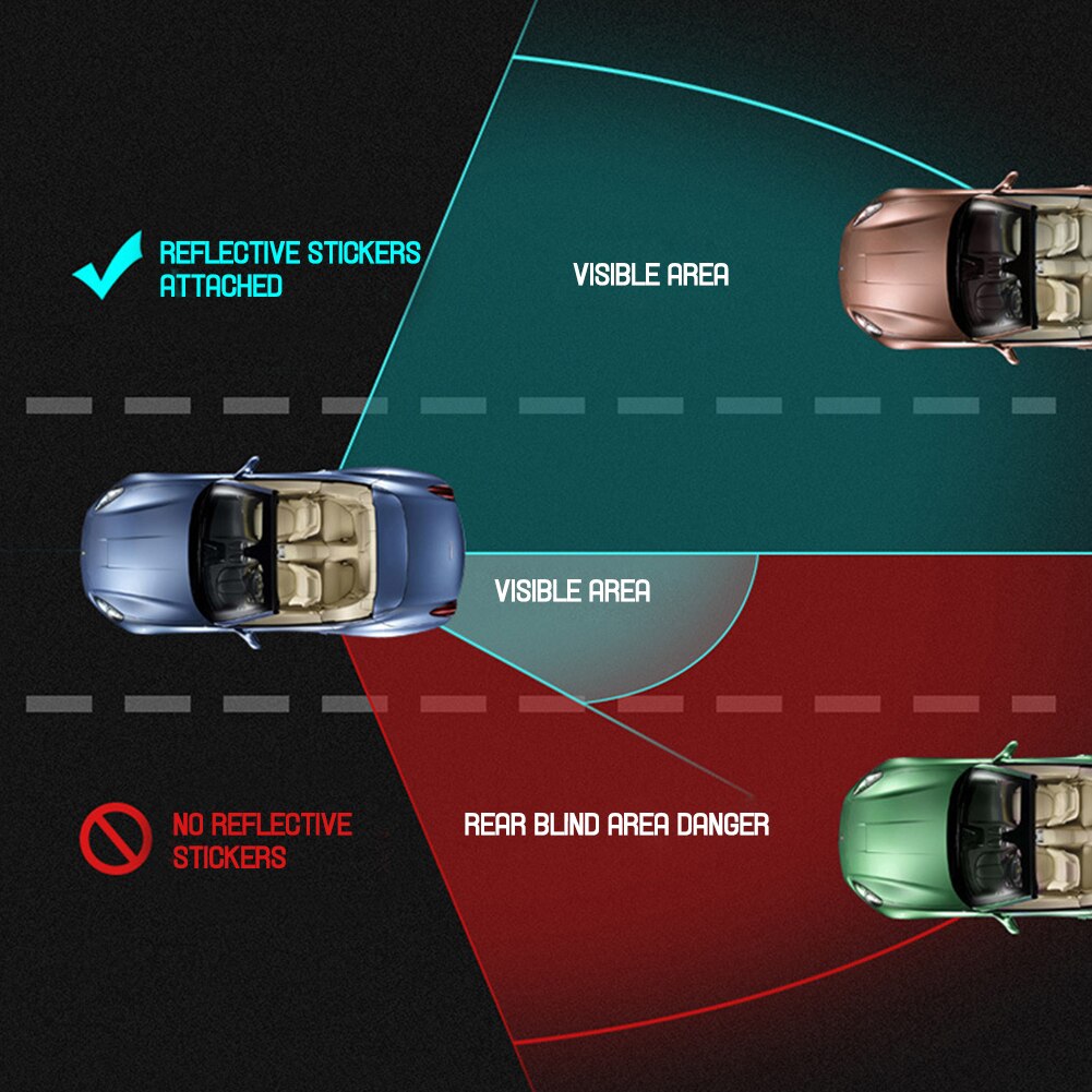 2 Stks/set Auto Waarschuwing Sticker Mark Auto Veiligheid Reflecterende Stickers Tape Nigth Veiligheid Reflecterende Strips Exterieur Accessoires Tape