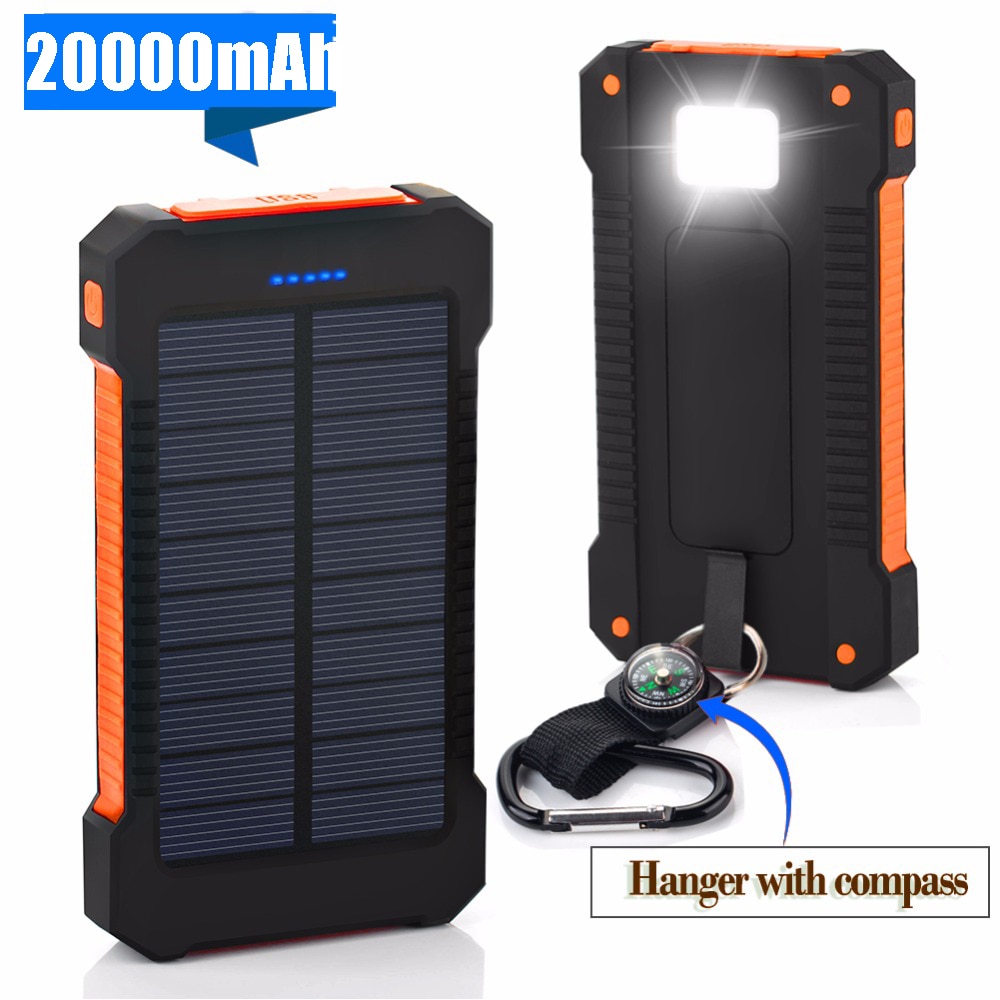 For XIAOMI power bank 20000 mah Portable Solar Power Bank 20000mAh External Battery DUAL Ports powerbank Charger Mobile Charger