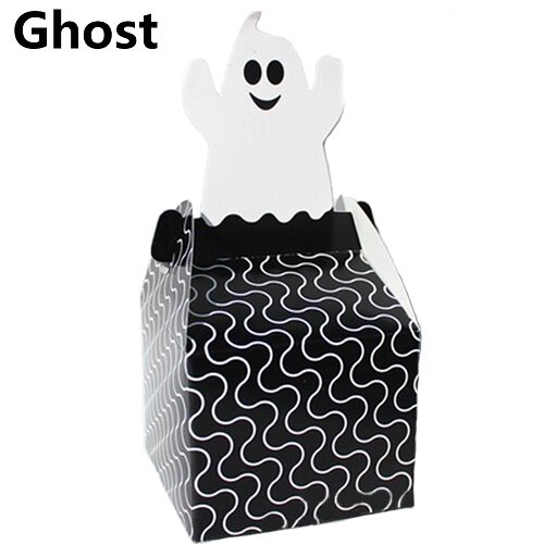 3/6pcs Halloween Paper Treat Boxes Trick or Treat Party Favor Loot Candy Box Halloween Home Party Decor Kraft Bag: Ghost / 6pcs