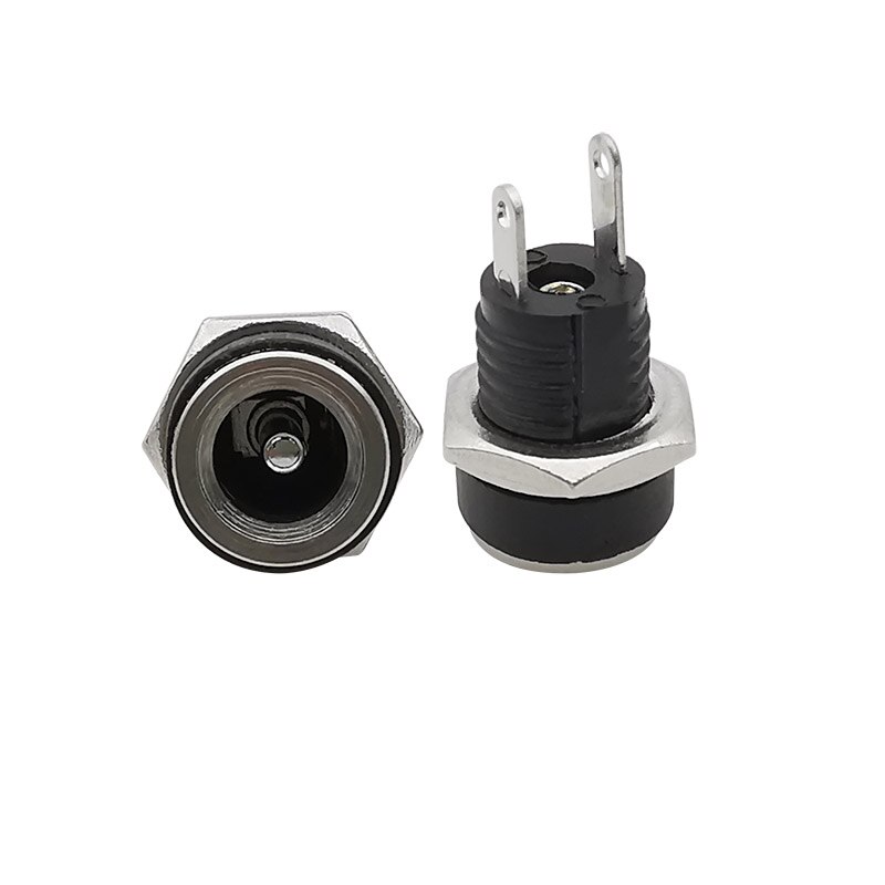 Dc strømkontakt hunn 5.5 x 2.5mm dc jack panelmontert kontakt stikkontakt strømterminaler adapter kontakter 5.5*2.5mm