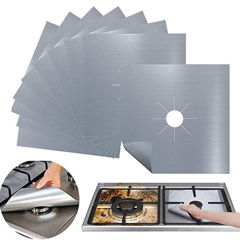 4 stk/sett gasskomfyrbeskytter komfyrdeksel liner clean mat pad kjøkken gasskomfyr komfyrbeskytter kjøkkentilbehør #t #1