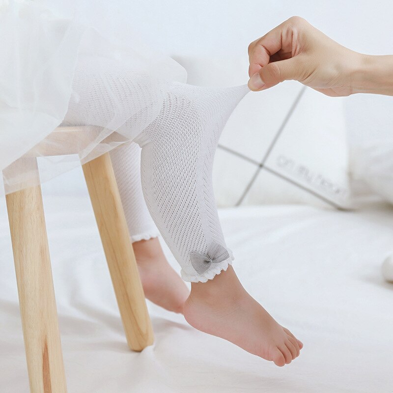 Mallas de malla blancas para bebé, pantalones ajustados de color rosa sólido para niña, pantalones de punto para niño pequeño, ropa transpirable de 0 a 4T, novedad de 2022
