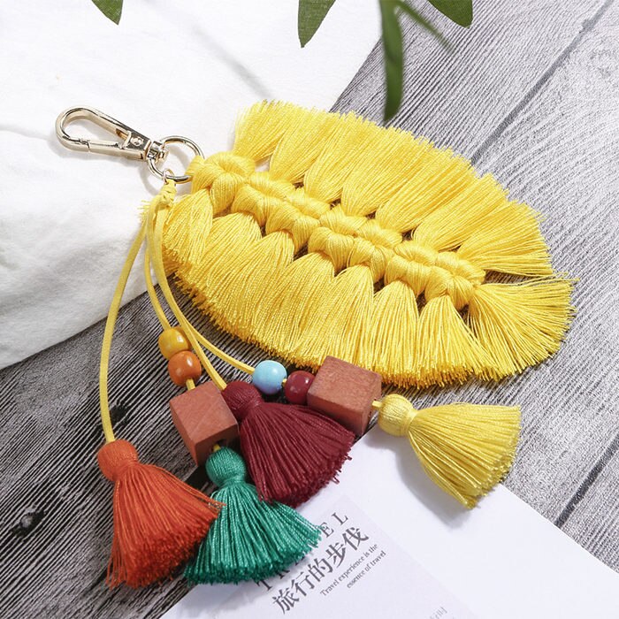 1PC Style Bohemia Leaf Tassel Fringed DIY Jewelry Garments Bag Decorative Accessories Key Chain Pendant Craft Cotton Tassels