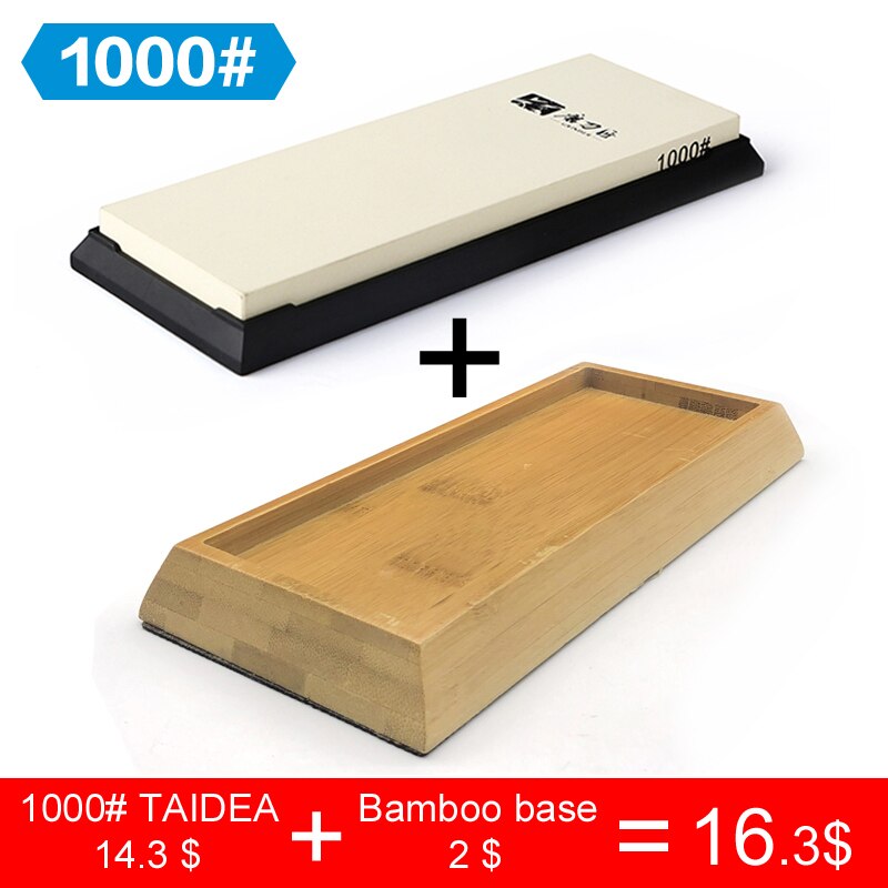 TAIDEA Sharpening stone Whetstone Base Fast sharpening knife Bamboo base Kitchen Gringer tool 240-3000#: 1000Grit Set