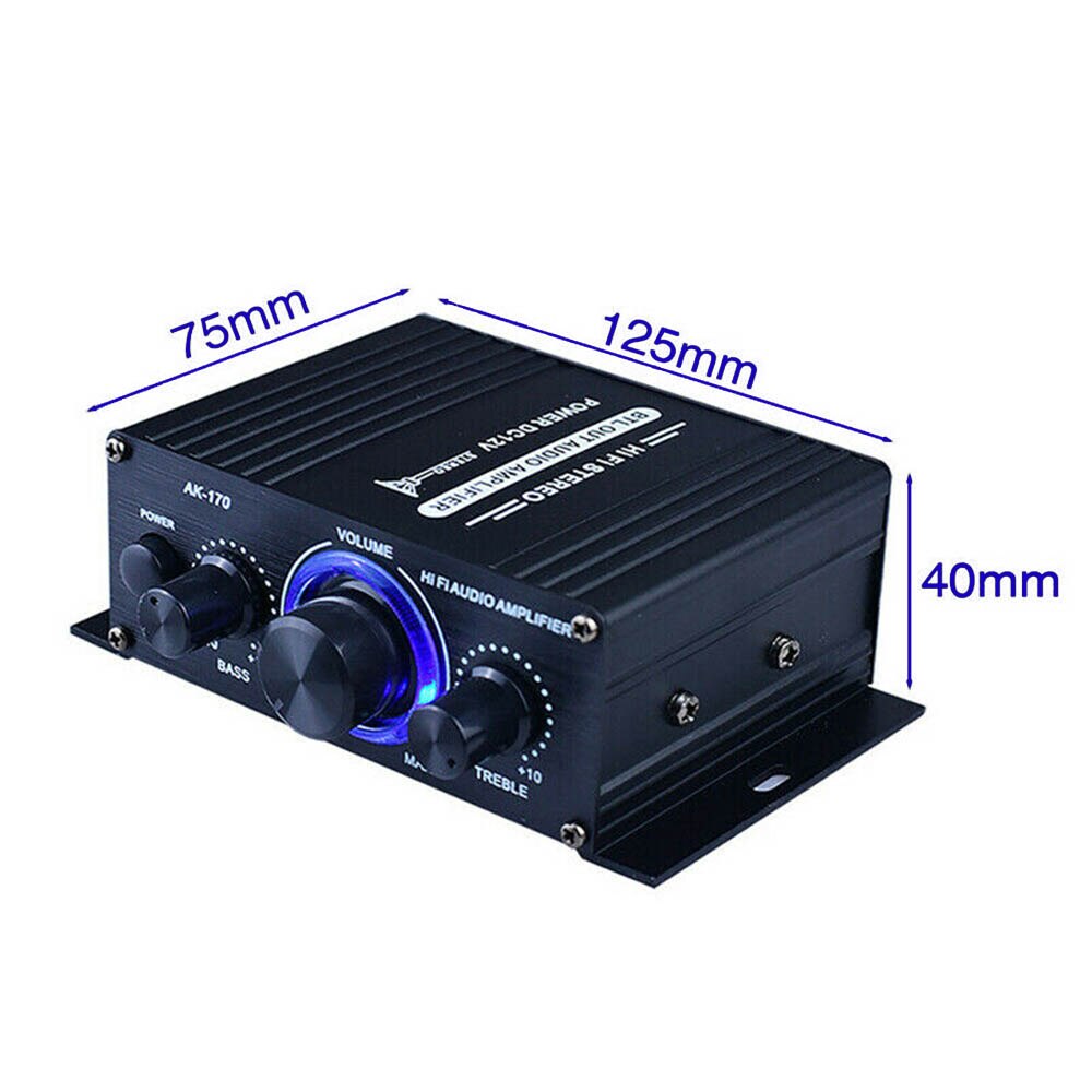 12V mini 20W * 20W HIFI cyfrowy wzmacniacz audio stereofoniczny AK170 dla głośników Amplificador radio FM mikrofon samochodowy kino domowe