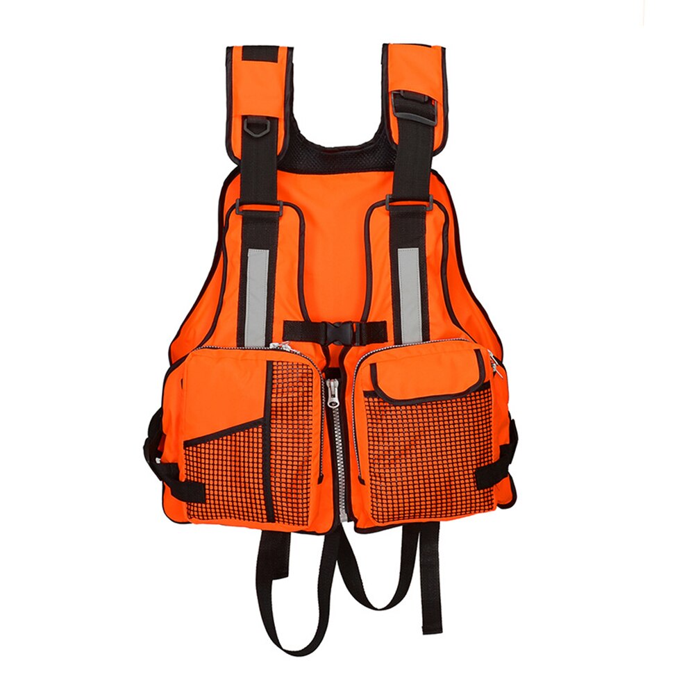 Life Jacket Multi Pocket Kayak Canoe Fishing Swimming Adults Mesh Zipper Adjustable Vest Drifting Boating Water Sport Rafting: Orange