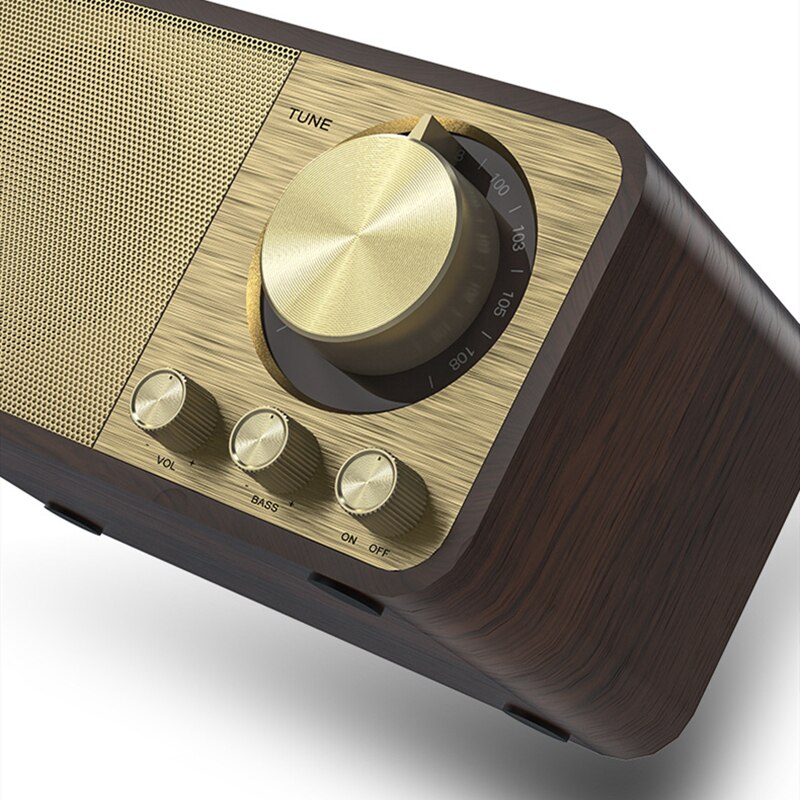Wooden Bluetooth Speaker Retro Classic Soundbox HIFI Stereo Surround Super Bass Subwoofer AUX FM Radio Sound System for Computer