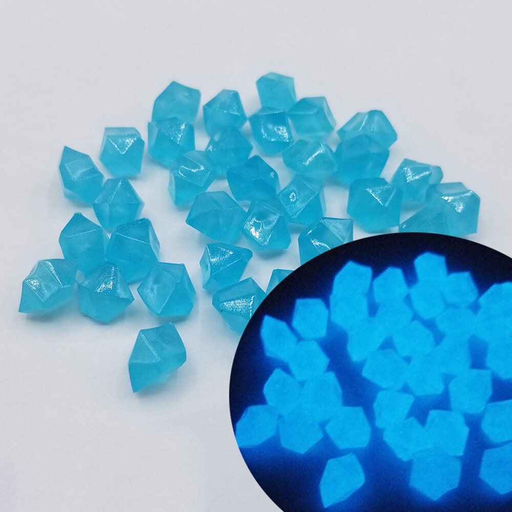 300 stuks/pak donkerkleurige decoratieve buitenaquarium viskom stenen lichtgevende kleine stenen tuindecoratie lichtgevende steen*^*: Meerblauw