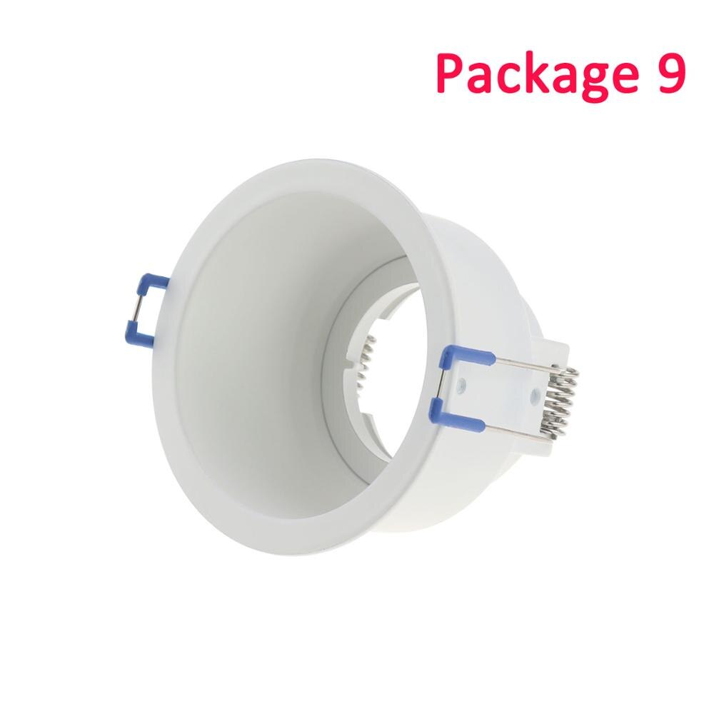 Geen Verstelbare Plafond Lamp Houder Bases Halogeen Licht Beugel Cup Aluminium Led Downlight GU10 MR16 Spot Light Bulb Lamp Houders: package 9