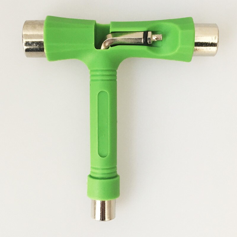 Herramienta de Skateboard tipo T, destornillador todo en uno, Mini herramienta para patinar, multifunción: green