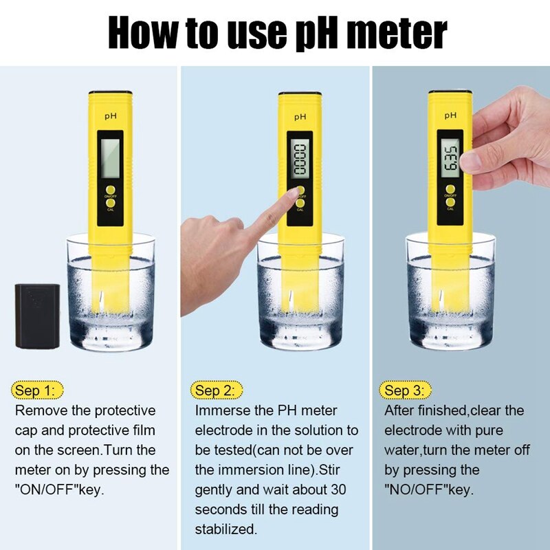 Ph meter digital vandtester , 0.01 høj nøjagtighed 0-14 ph måleområde til hydroponiske planteakvarier svømmebassiner