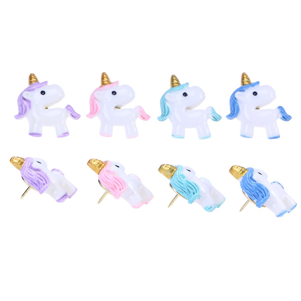 24 Pcs Thumbtacks Cartoon Drawing Pin Push Pin Set for Maps Calendar Whiteboard (Pink, Dark Blue, Light Blue and