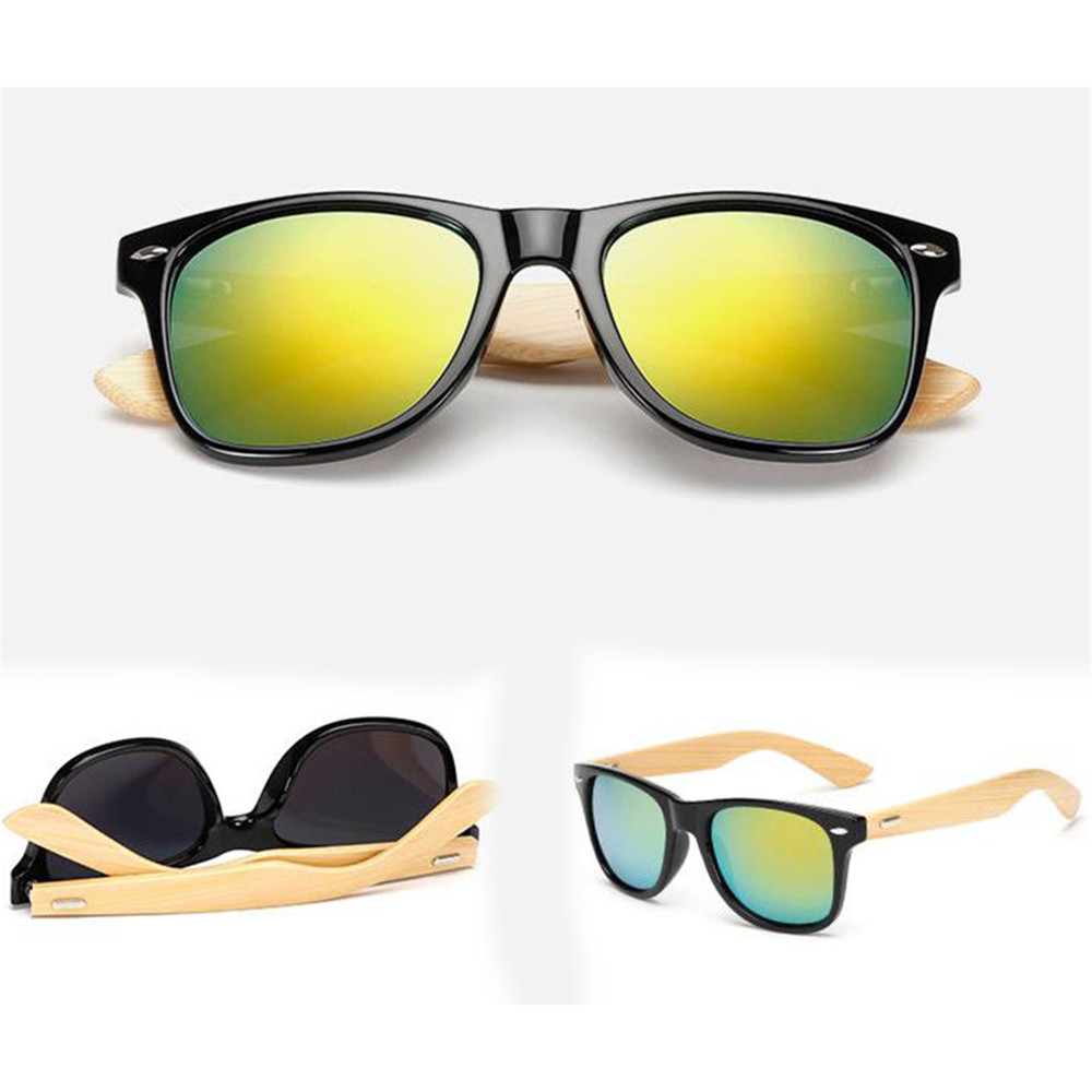 2019 nova retro polarizado óculos de sol das mulheres dos homens viagens esporte moda design da marca de bambu moldura de madeira óculos de sol para as mulheres: Yellow