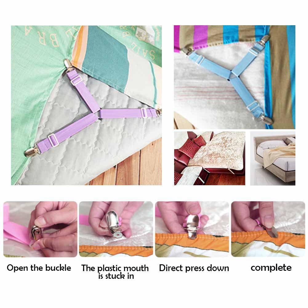 4 unids/set elástico cama pinzas para hojas ajustable pesado pinzas correas de la Liga
